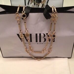 Brushed Gold/Vegan Blonde Tortoise chain link necklace WHBM